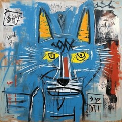 Blue fox art. Beautiful illustration picture. Generative AI