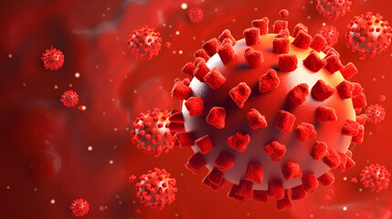 3d Illustration Red Cell Virus for backgound