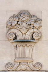 An architectural feature of the College Park building, a heritage landmark in Toronto, Canada