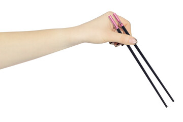 chopsticks in hand isolated from background
