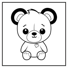Teddy Bear Coloring Book Cartoon Ilustration-01
