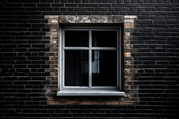 Fototapeta na wymiar Window on black brick wall generative AI