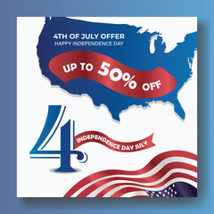 Independence Day USA post template American balloons flag and flags Garlands decor.4th of July celebration poster template. fourth of July calligraphy vector