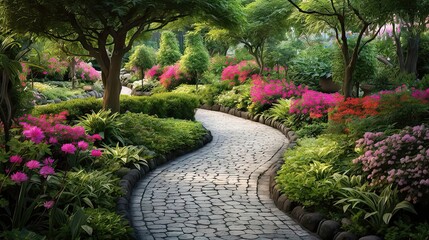 Serene Pathways: A Picturesque Oasis of Colorful Blooms and Tranquility 1. Generative AI