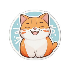 Cute round sticker smiling cat