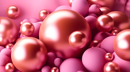 Abstract pink background with balls, generative AI.