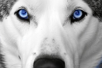 Close-up of a White Husky Dog with Striking Blue Eyes - AI Generative