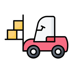 Forklift Line Color Icon