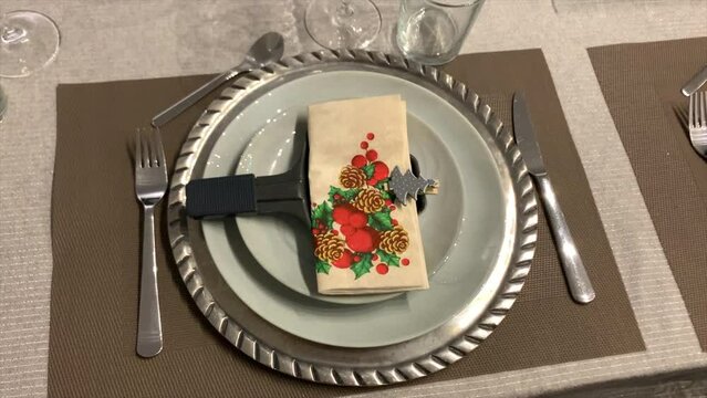 Decorated Christmas plate for Christmas dinner