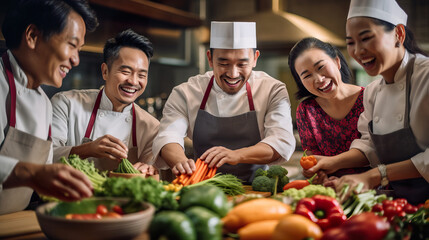 Fototapeta premium Generative AI. Culinary Instructor Demonstrating Flawless Knife Skills