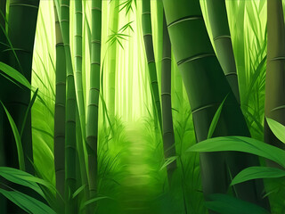 green bamboo forest