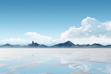 The illustration of uyuni salt lake,Salar de Uyuni,ai contents by midjourney