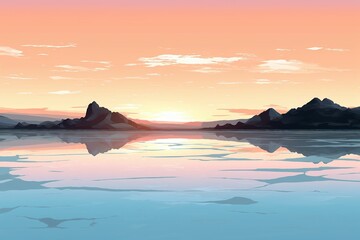 The illustration of Uyuni salt lake,Salar de Uyuni, AI contents by Midjourney