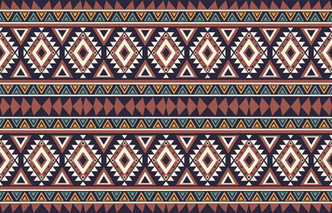 Ethnic abstract ikat art. Aztec ornament print. geometric ethnic pattern seamless  color oriental.  Design for background ,curtain, carpet, wallpaper, clothing, wrapping, Batik, vector illustration.