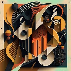 An abstract illustration of  geometric patterns that are inspired by music - Artwork 106