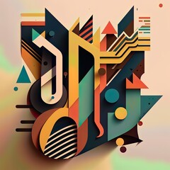 An abstract illustration of  geometric patterns that are inspired by music - Artwork 131