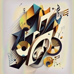 An abstract illustration of  geometric patterns that are inspired by music - Artwork 68