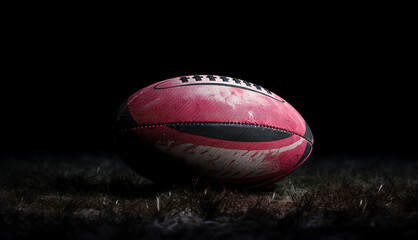 rugby ball close up wallpaper, illustration for product presentation template, copy space background. Ai generative