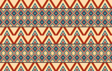 Ethnic abstract ikat art. Aztec ornament print. geometric ethnic pattern seamless  color oriental.  Design for background ,curtain, carpet, wallpaper, clothing, wrapping, Batik, vector illustration.