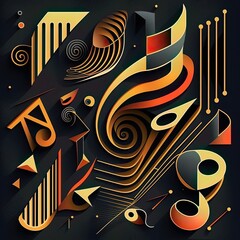 An abstract illustration of  geometric patterns that are inspired by music - Artwork 34