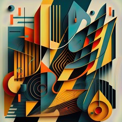 An abstract illustration of  geometric patterns that are inspired by music - Artwork 17
