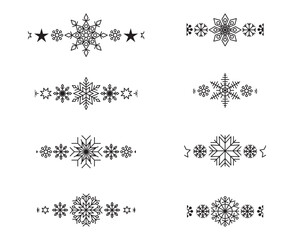Snowflake border element. Winter snowflake silhouette for Christmas design