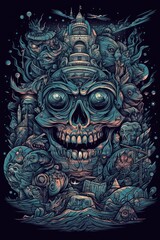 Animal, skull, god, mushroom, japan Captivating Generative AI Wall Art and T-Shirt Designs