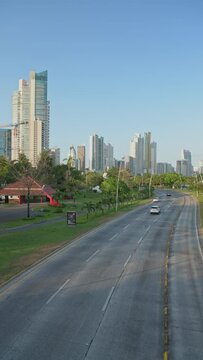 Vertical video - Panama city view of modern part of the city - stock video