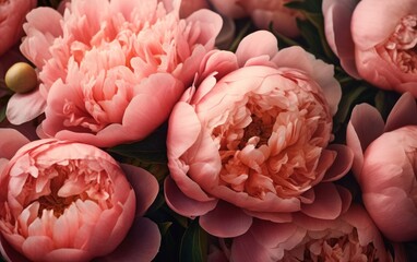 Luxury pink peonies close-up, petal details