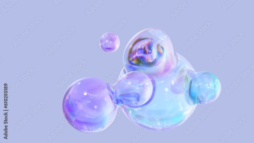 Aufkleber morphing liquid blobs in a metaball animation. 3d abstract colorful metaballs in the background. 4-k