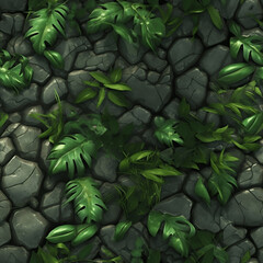 Jungle stone floor texture in the style of overwatch, seamless texture