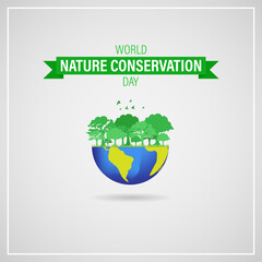 Vector illustration of World Nature Conservation Day social media story feed mockup template