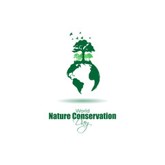 Vector illustration of World Nature Conservation Day social media story feed mockup template