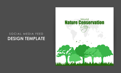 Vector illustration of World Nature Conservation Day social media story feed mockup template