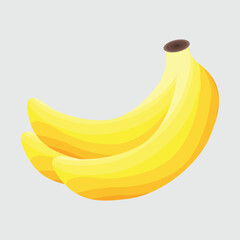 Cartoon bananas. yellow fruit and bunch of bananas. Tropical fruits, Isolated vector illustration icon