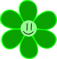 Green groovy flower with smile