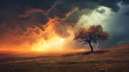 Lonely tree in the storm, Generative AI