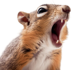 Yawning squirrel, no background/transparent background