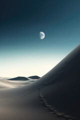 Fototapeta na wymiar The desert under the moonlight.