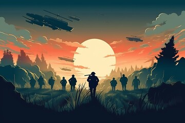 World war one, soldiers. Beautiful illustration picture. Generative AI