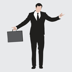 realistic businessman in front with hands open vector - obrazy, fototapety, plakaty