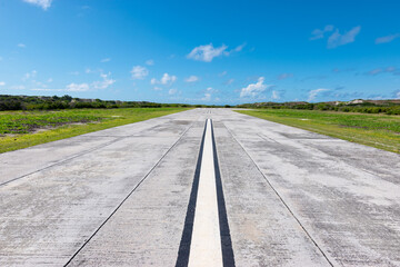 Runway on Assumption Island, Seychelles. Diminishing perspective.