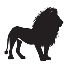 Fototapeta na wymiar Silhouette of Courage, Brave and Power Lion