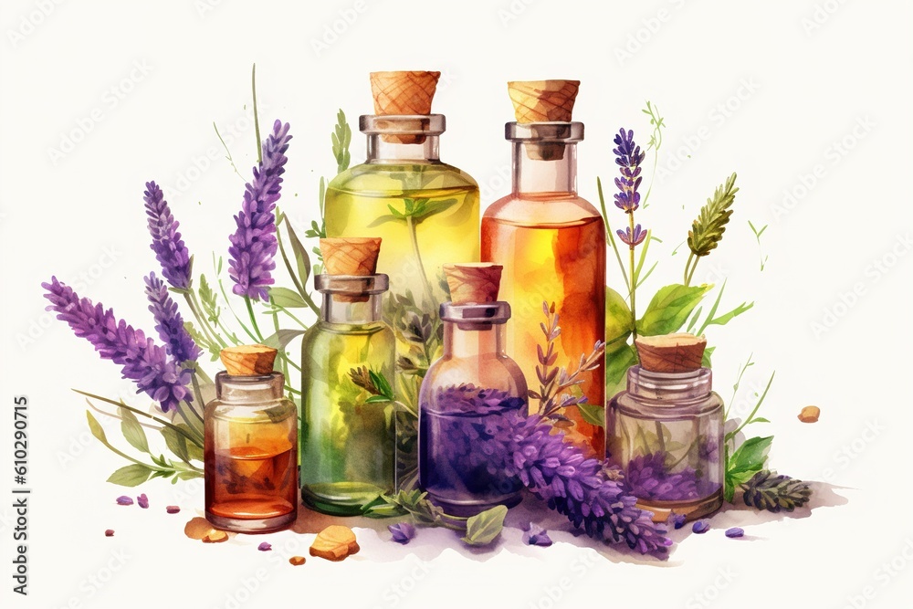 Poster essential oils isolated on white background. generated by ai.