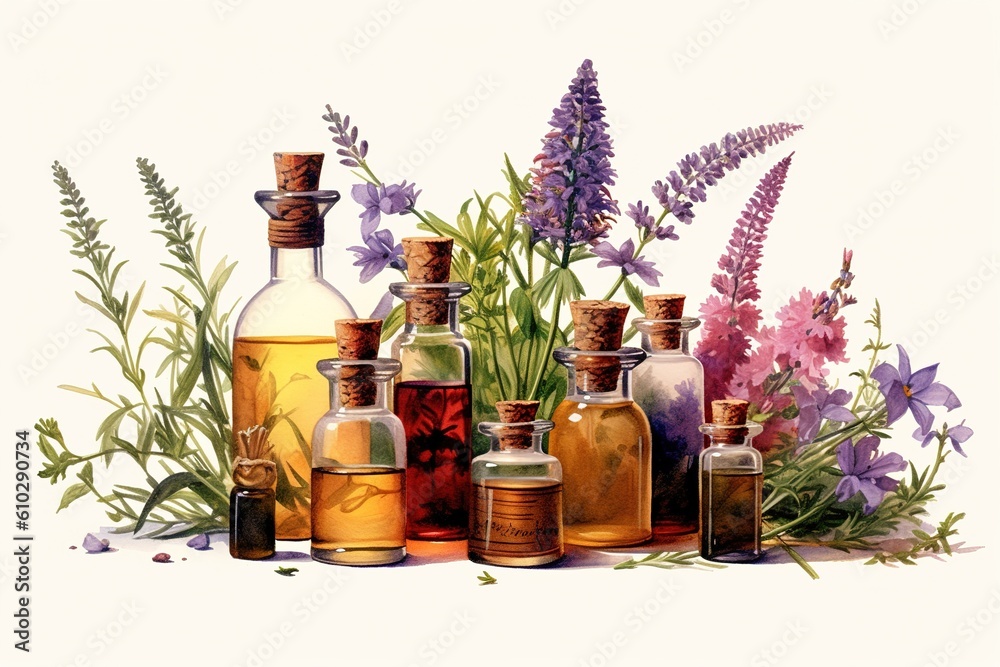 Aufkleber essential oils isolated on white background. generated by ai.