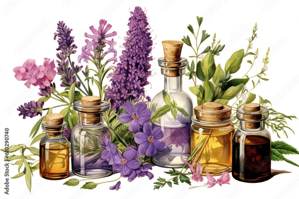 Aufkleber essential oils isolated on white background. generated by ai.