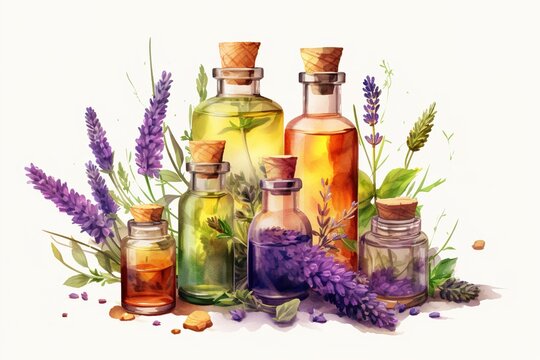 essential oils isolated on white background. Generated by AI.