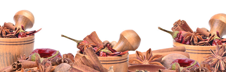 Fresh aroma spices frame isolated 