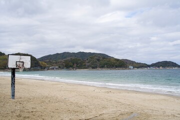 Itoshima beach and basketball goal