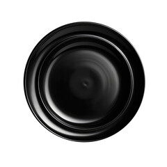 Black Plate Directly Above View On Isolated Transparent Background, Png. Generative AI